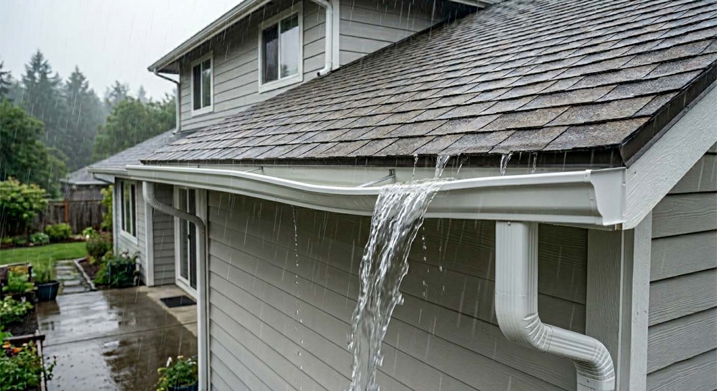 Sagging gutters on a home in Edmonton